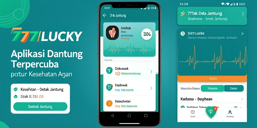 Antarmuka aplikasi 777LUCKY yang mengesankan untuk monitoring detak jantung.
