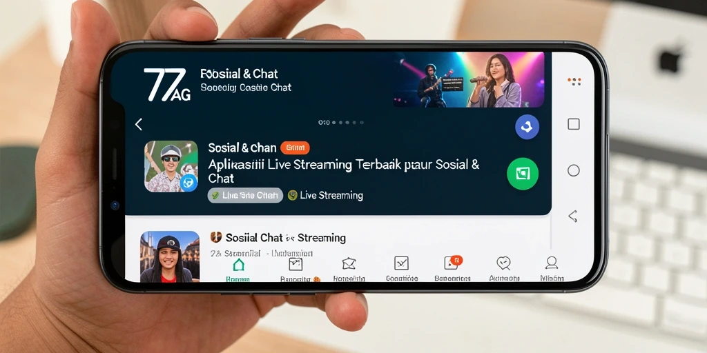 Screenshot antarmuka aplikasi Live Streaming 77AG yang interaktif.