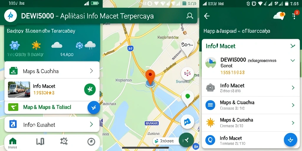 Tampilan antarmuka DEWI5000 menunjukkan peta kemacetan dan informasi cuaca.
