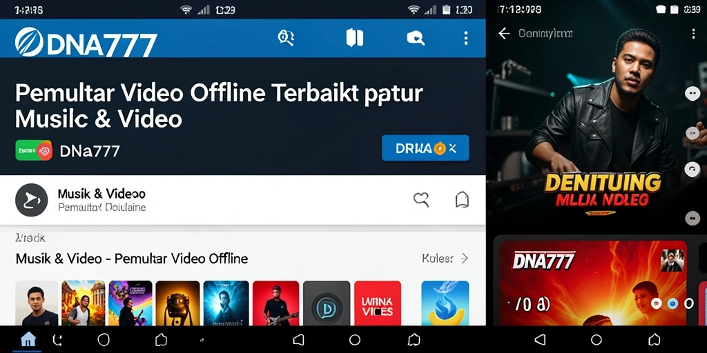 Antarmuka DNA777 menampilkan berbagai fitur pemutar video secara intuitif.