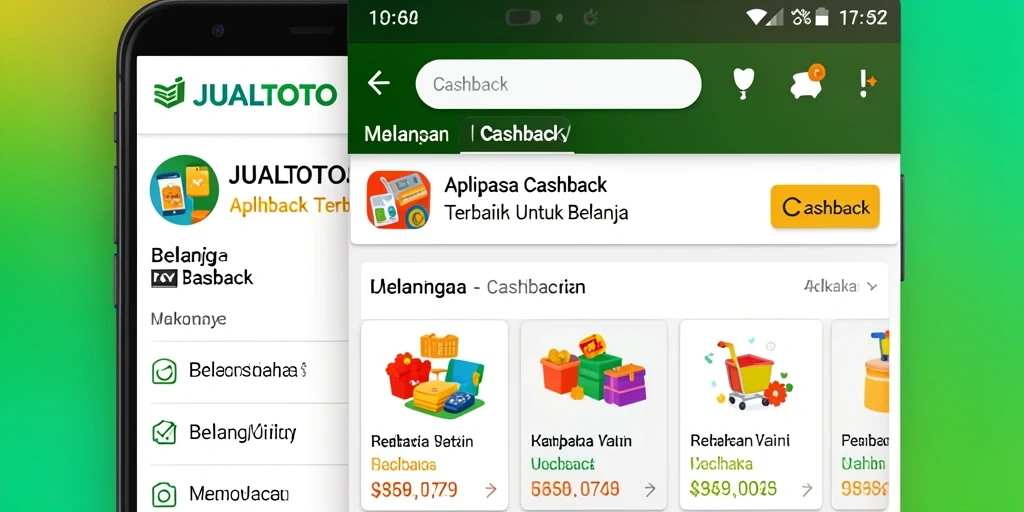 Antarmuka JUALTOTO yang menampilkan fungsi Cashback yang menarik.