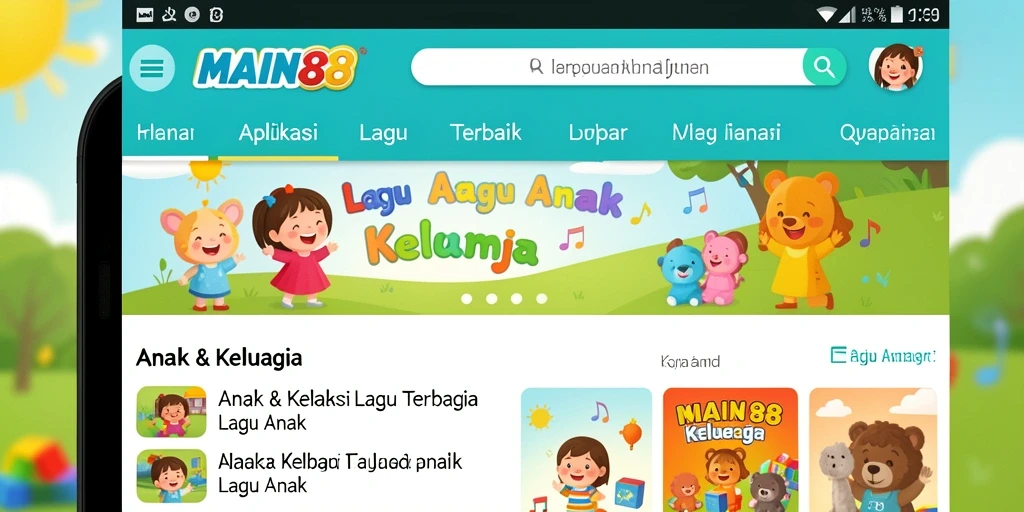 Antarmuka aplikasi MAIN88 yang menarik dan ramah anak.