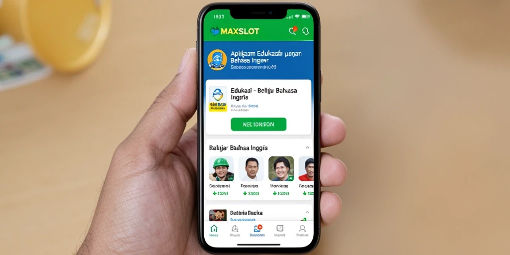 Antarmuka aplikasi MAXSLOT yang menarik untuk Belajar Bahasa Inggris.