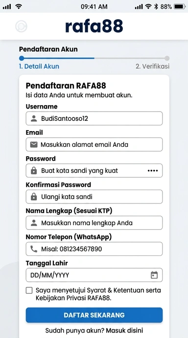Cara Mudah Daftar Akun rafa88 untuk Pengguna Android